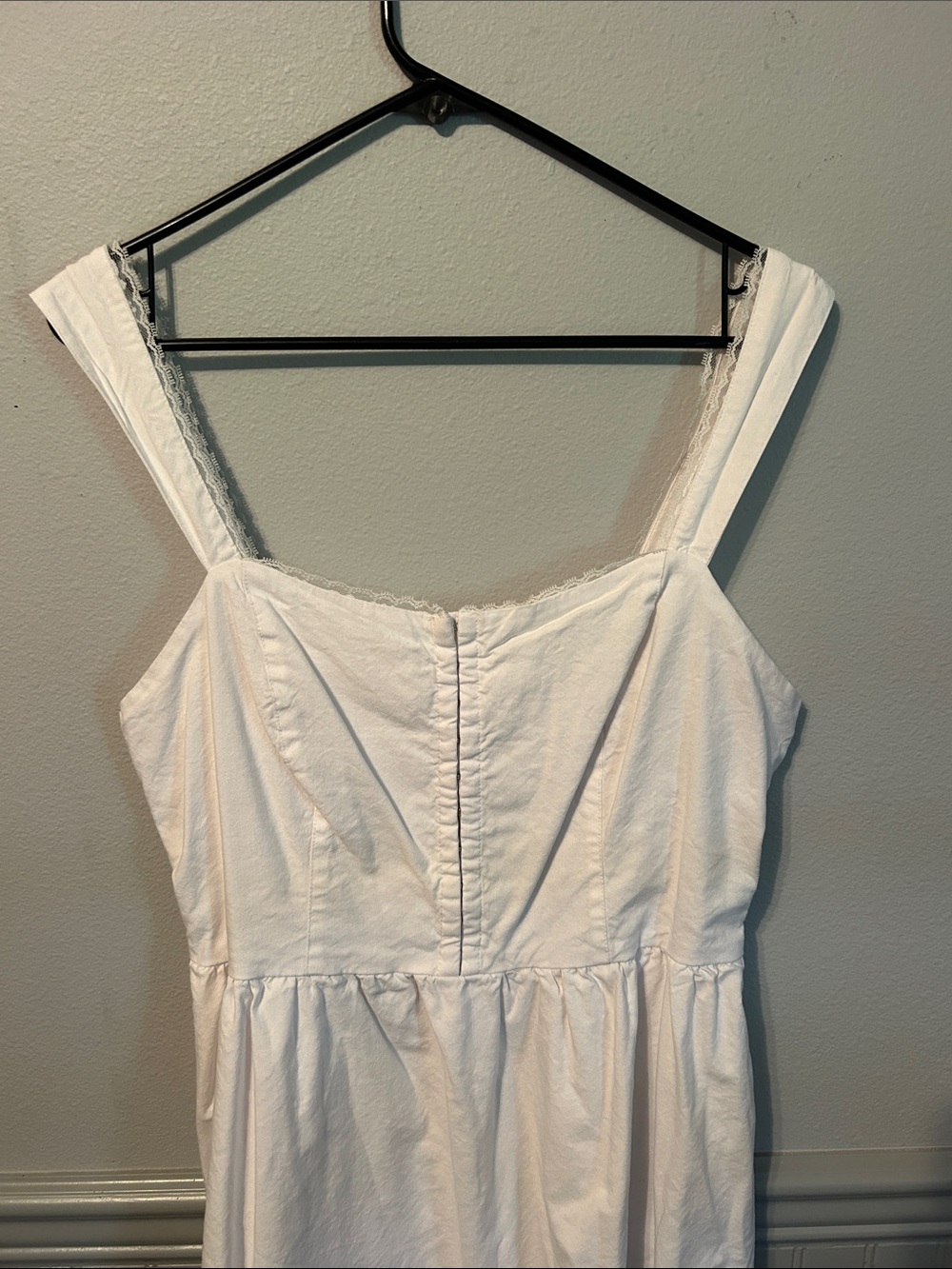 White Sleeveless Midi Dress with Lace Trim